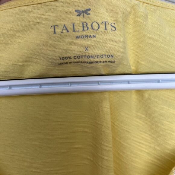Talbots Woman | Yellow Embroidered Tassel Short Sleeve Top Size X Boho - Picture 4 of 5